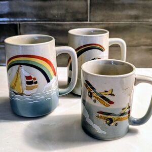 Otagiri Multicolor Nautical and Aviation Mugs